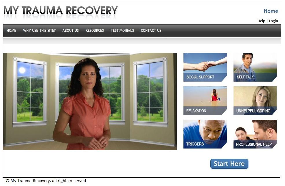 Snapshot of Trauma Website Home Page
