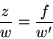 \begin{displaymath}\frac{z}{w} = \frac{f}{w'} \end{displaymath}